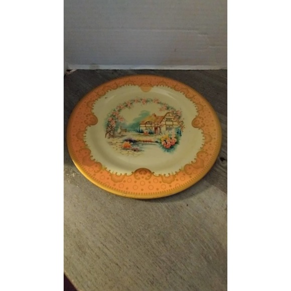 Vintage Baret Ware Cottage Tin Plate 10" Made in England Flower Garden - Picture 1 of 2